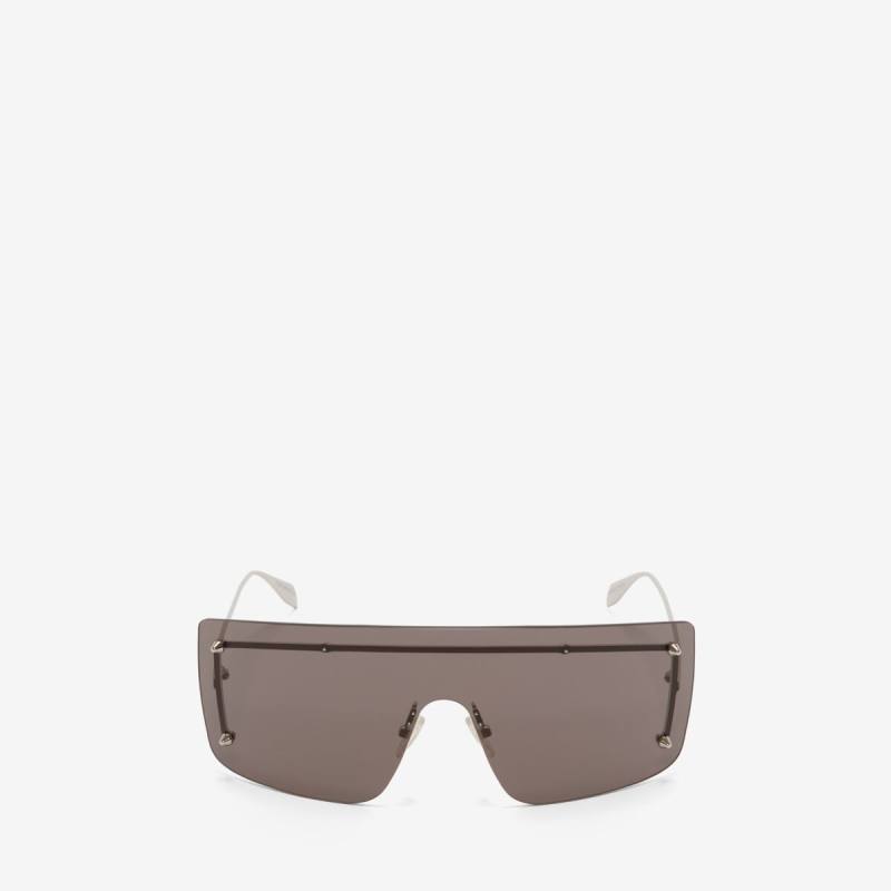 Alexander McQueen Unisex Black Spike Studs Mask Sunglasses (Metal)